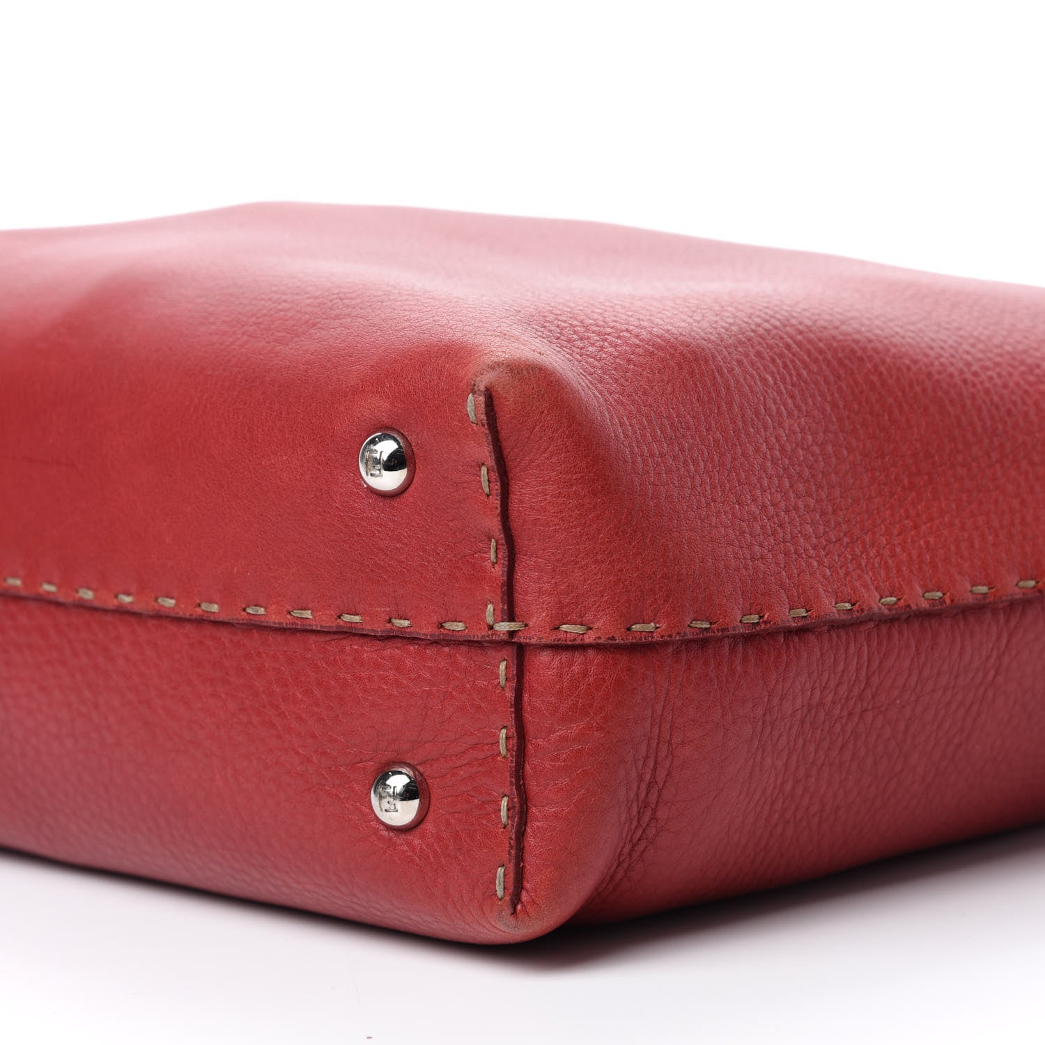 Fendi Calfskin Romano Selleria Tote Red 7 of 16