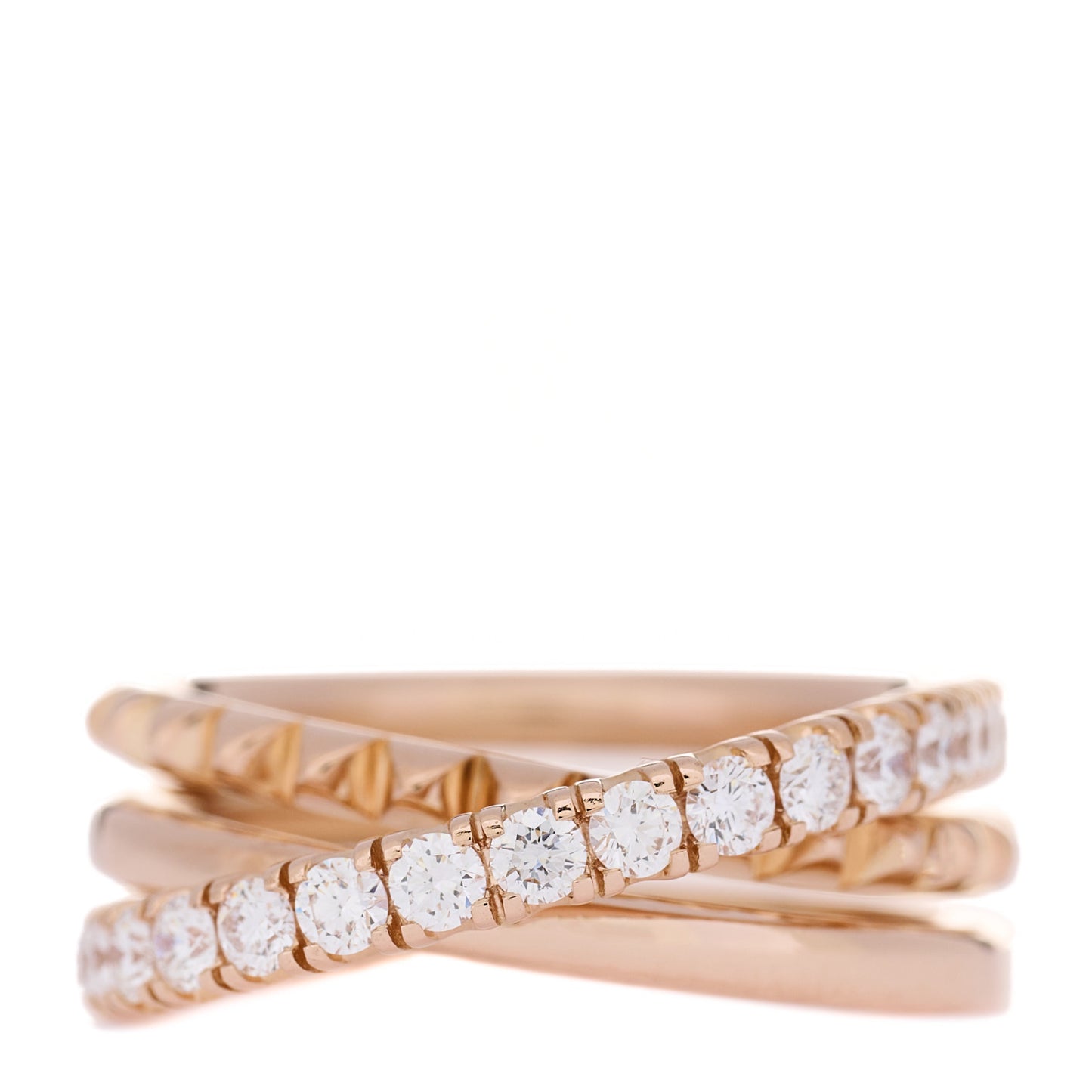 18K Pink Gold Diamond Etincelle de Cartier Semi Paved Ring 52 6
