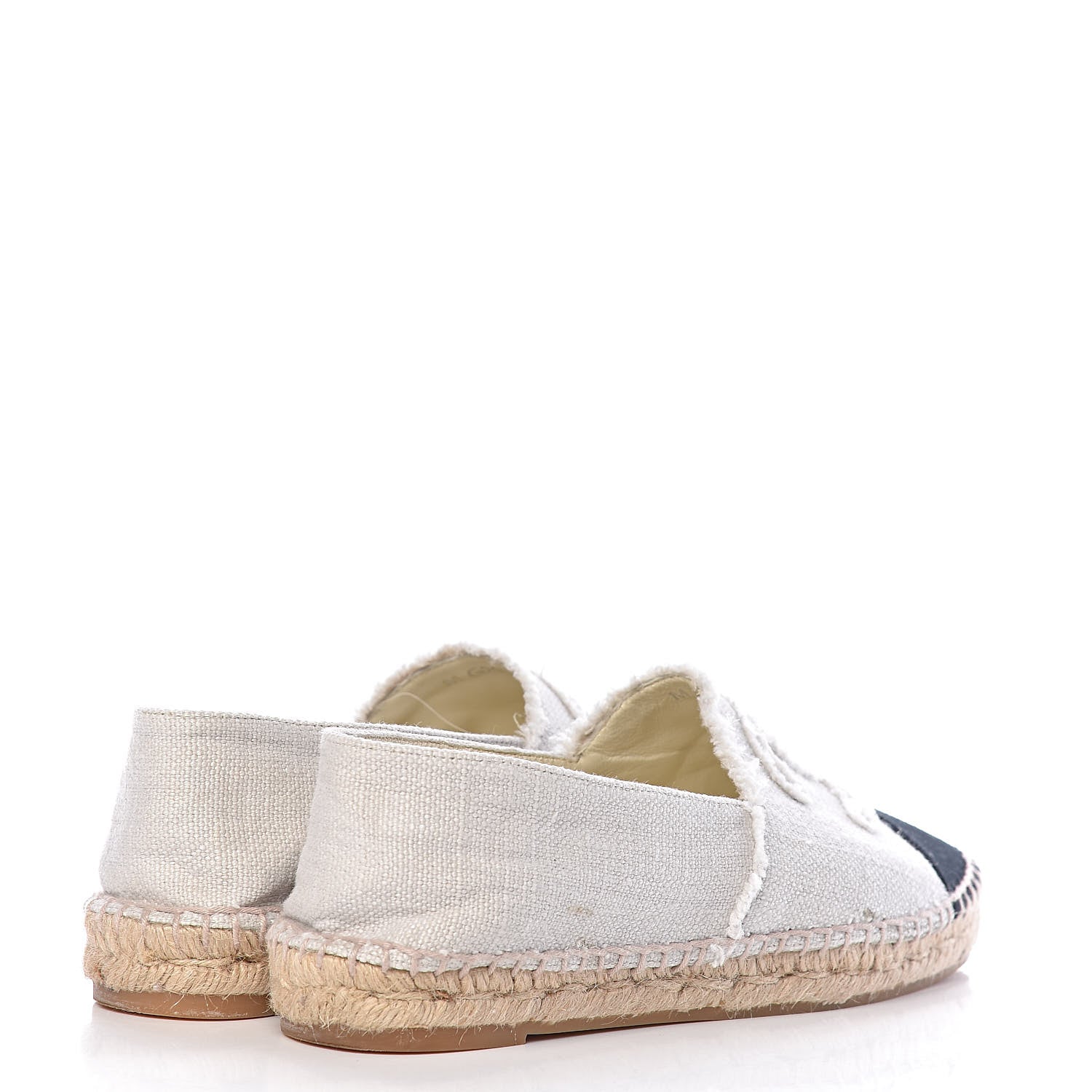 Chanel Linen CC Espadrilles 37 Beige Black 4 of 12