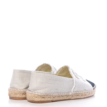 Chanel Linen CC Espadrilles 37 Beige Black 4 of 12