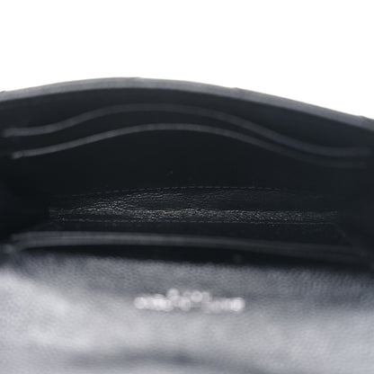 Saint Laurent Grain De Poudre Matelasse Chevron Small Monogram Envelope Wallet Black 5 of 8