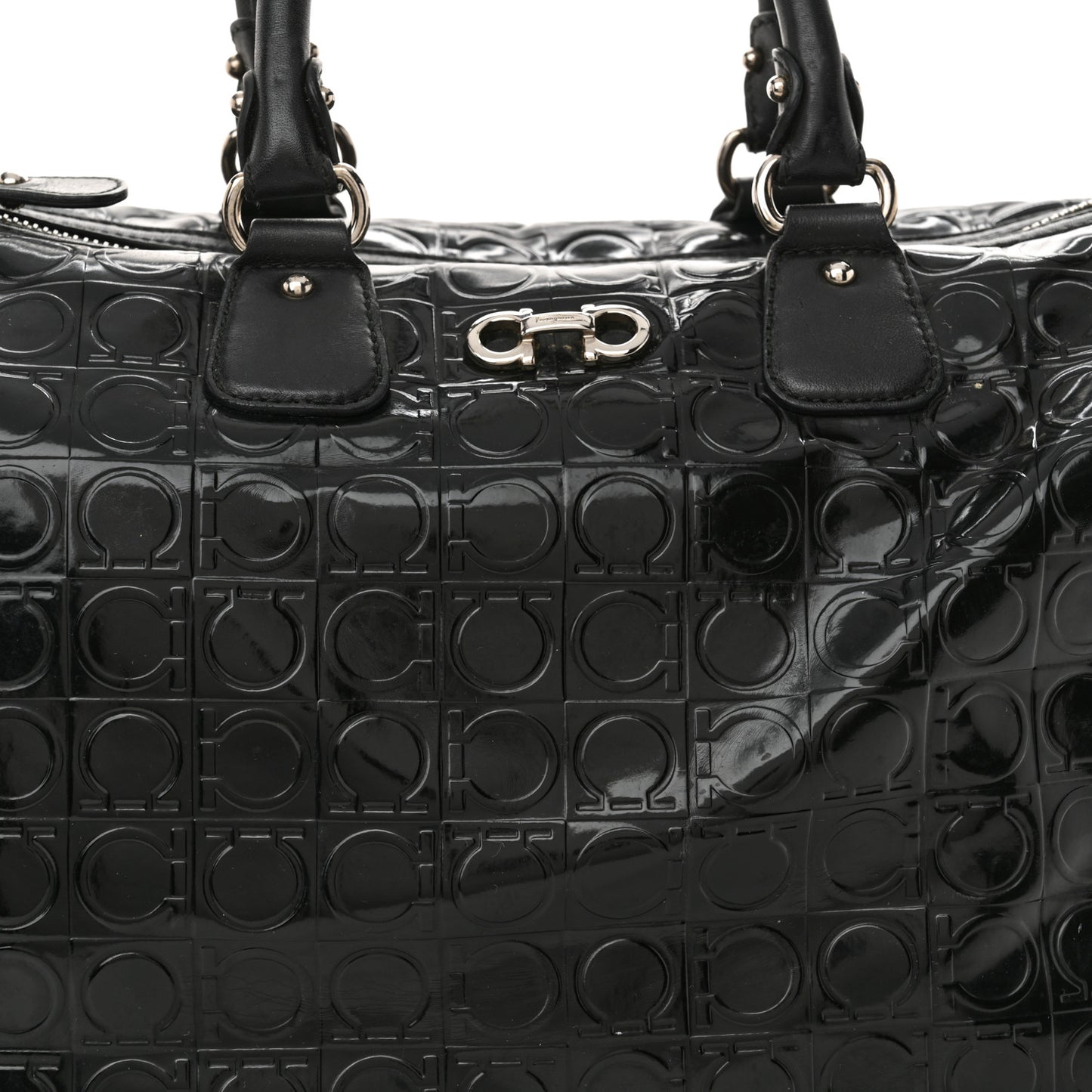 Patent Gancini Embossed  Black