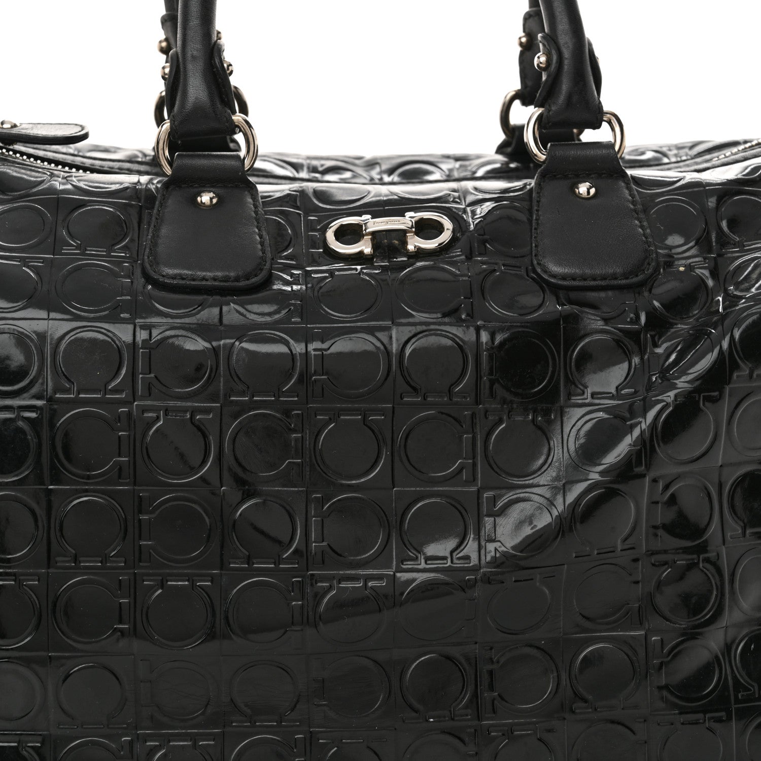 Salvatore Ferragamo Patent Gancini Embossed  Black 7 of 15