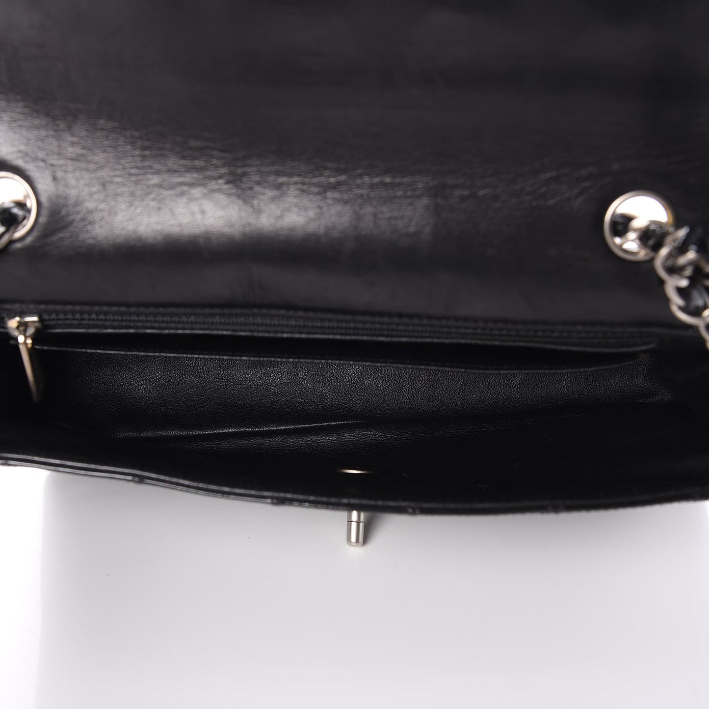 Patent Quilted Medium Single Flap Black