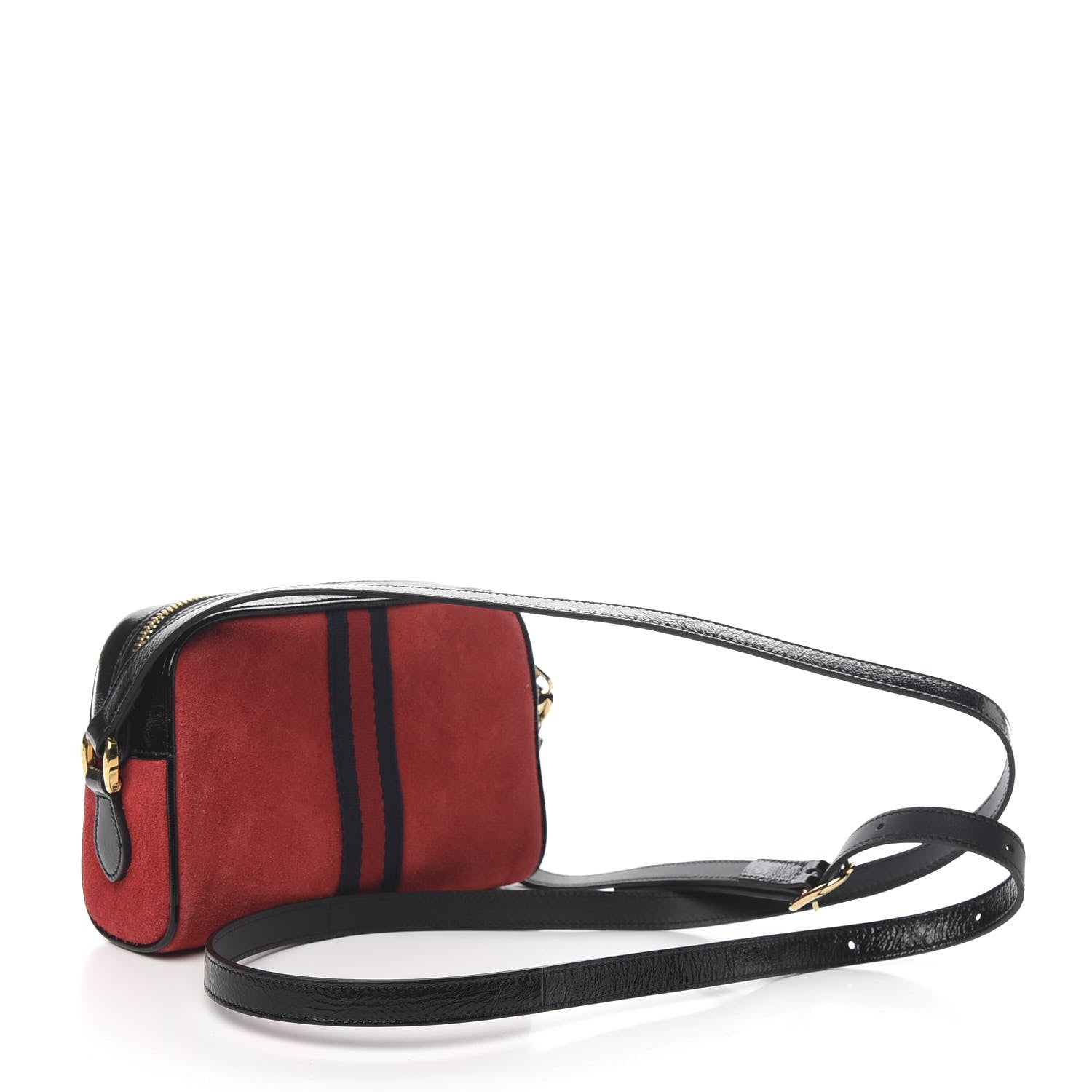 Gucci Suede Patent Web Mini Ophidia Shoulder Bag Red 2 of 10
