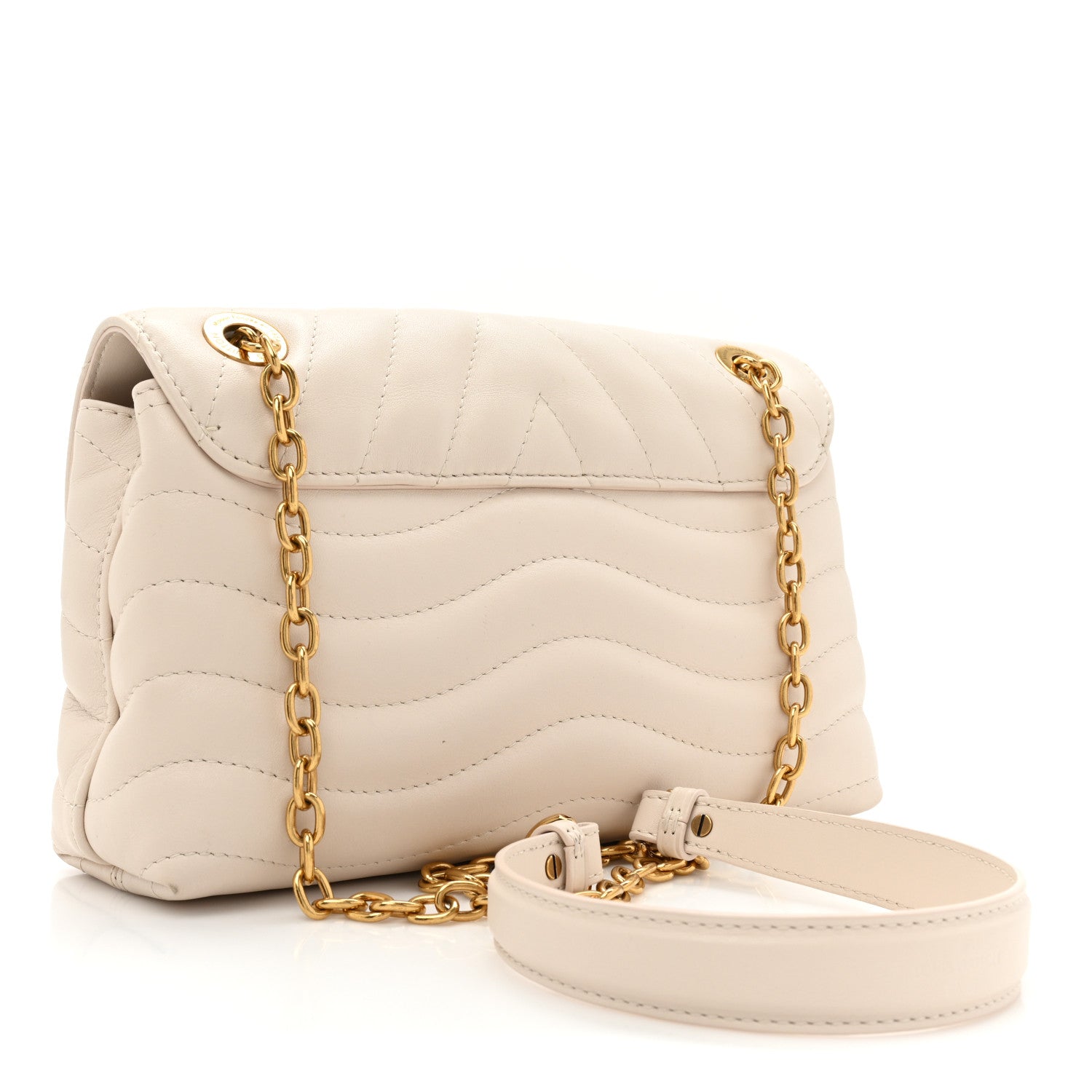 Louis Vuitton Calfskin LV New Wave Chain Bag Ivory 3 of 14