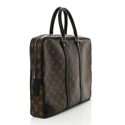 Louis Vuitton Monogram Macassar Porte Documents Voyage Soft Briefcase 3 of 10