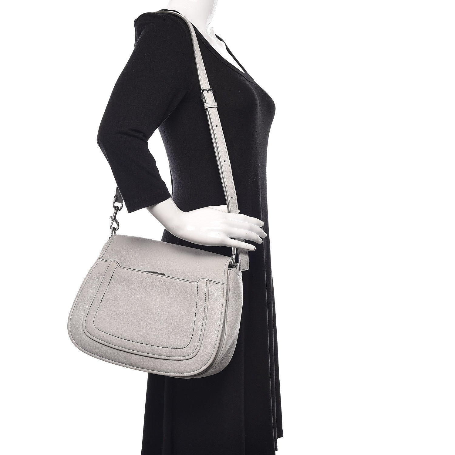 Marc Jacobs Calfskin Empire City Messenger Crossbody Light Grey 2 of 13