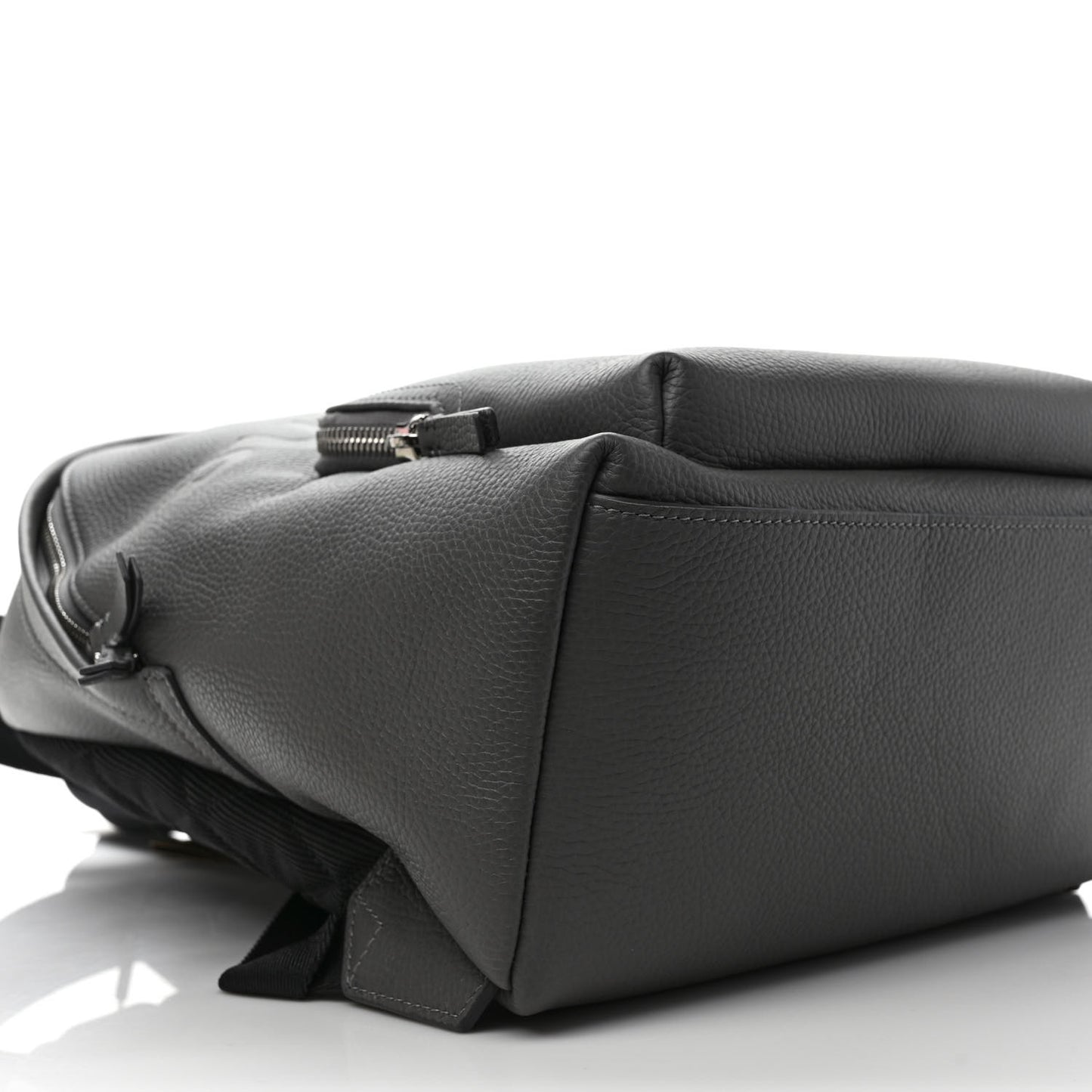 Calfskin Logo Embossed Backpack Charcoal Grey