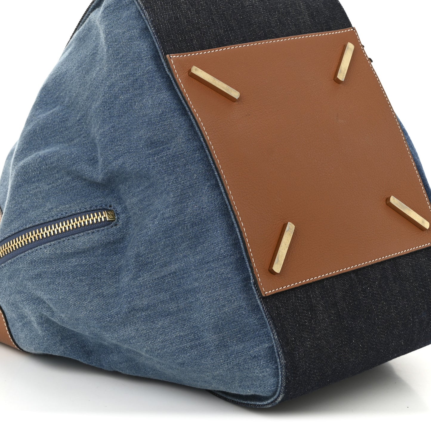 Calfskin Denim Medium Hammock Shoulder Bag  Tan