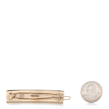 Chanel Metal Crystal Logo Hair Clip Gold 2 of 4
