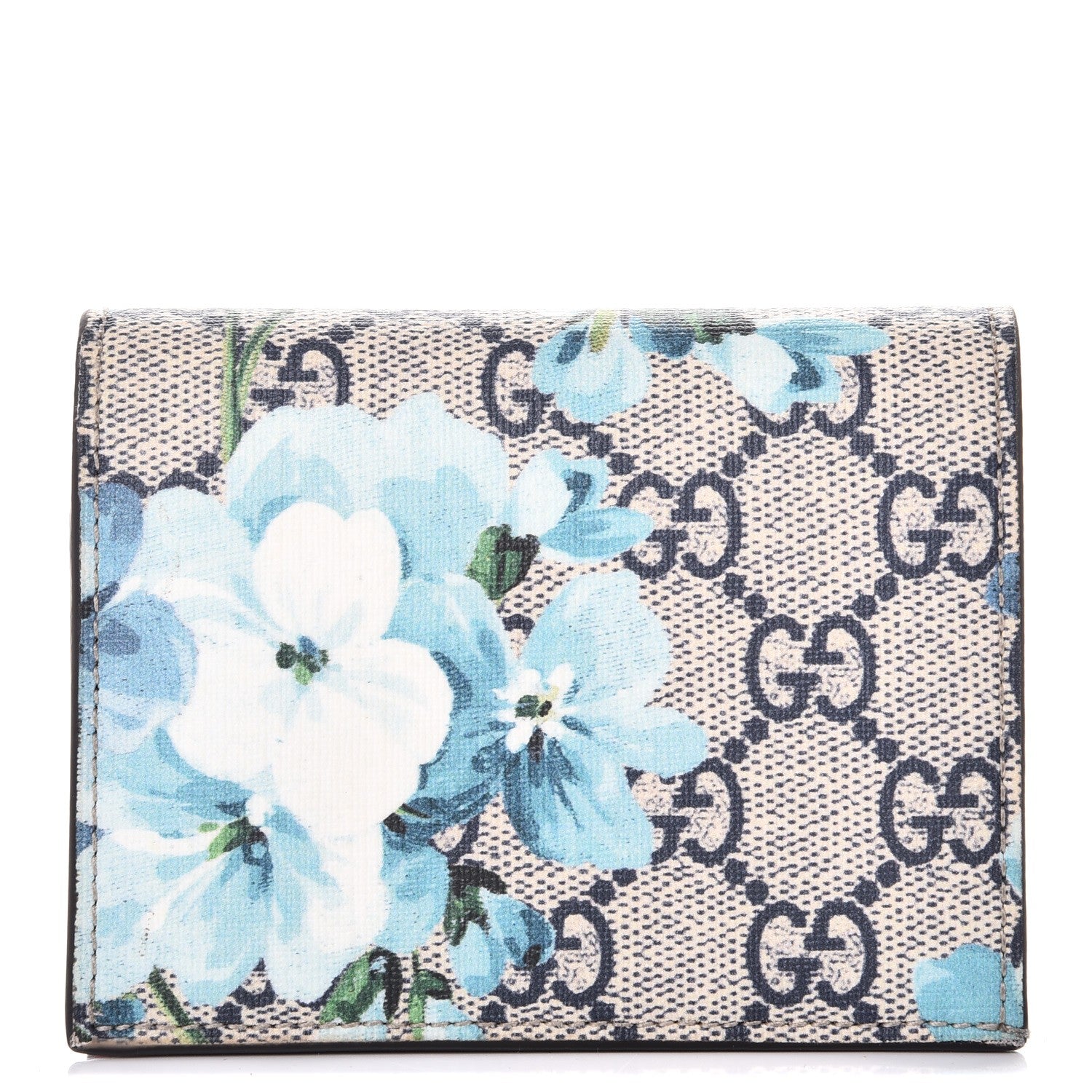 Gucci GG Supreme Monogram Blooms Card Case Beige Blue Navy Hibiscus Red 1 of 8