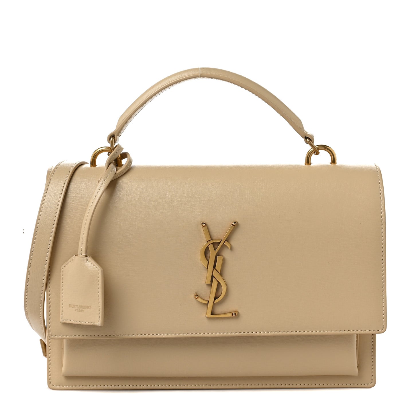 Smooth Calfskin Medium Monogram Sunset Satchel Beige