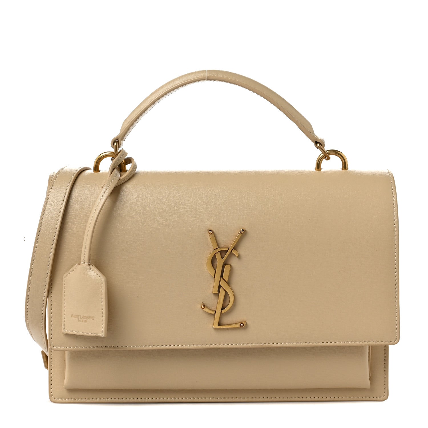 Saint Laurent Smooth Calfskin Medium Monogram Sunset Satchel Beige 1 of 7