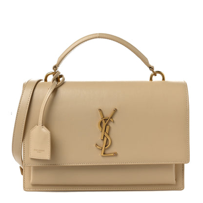 Saint Laurent Smooth Calfskin Medium Monogram Sunset Satchel Beige 1 of 7