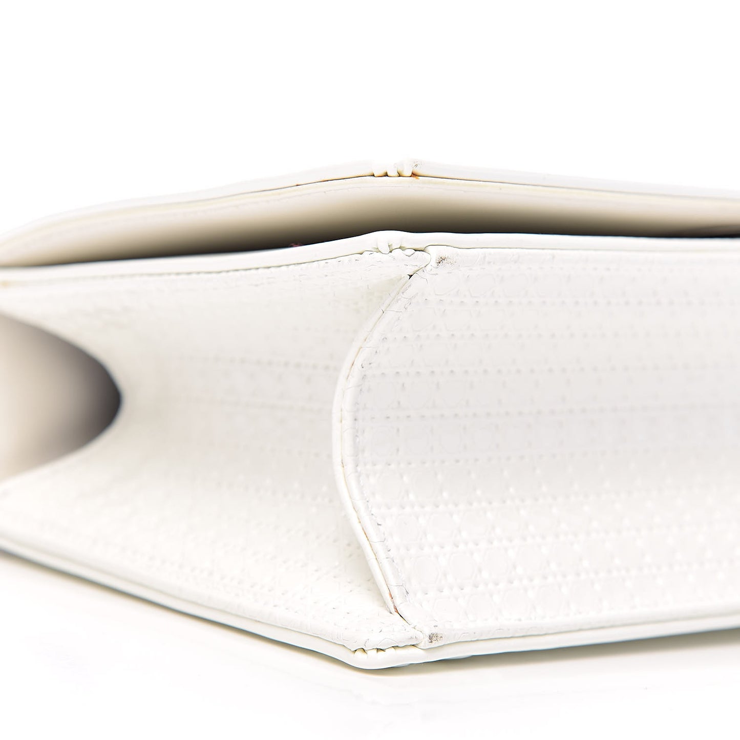 Patent Micro-Cannage Small Diorama Flap Bag White