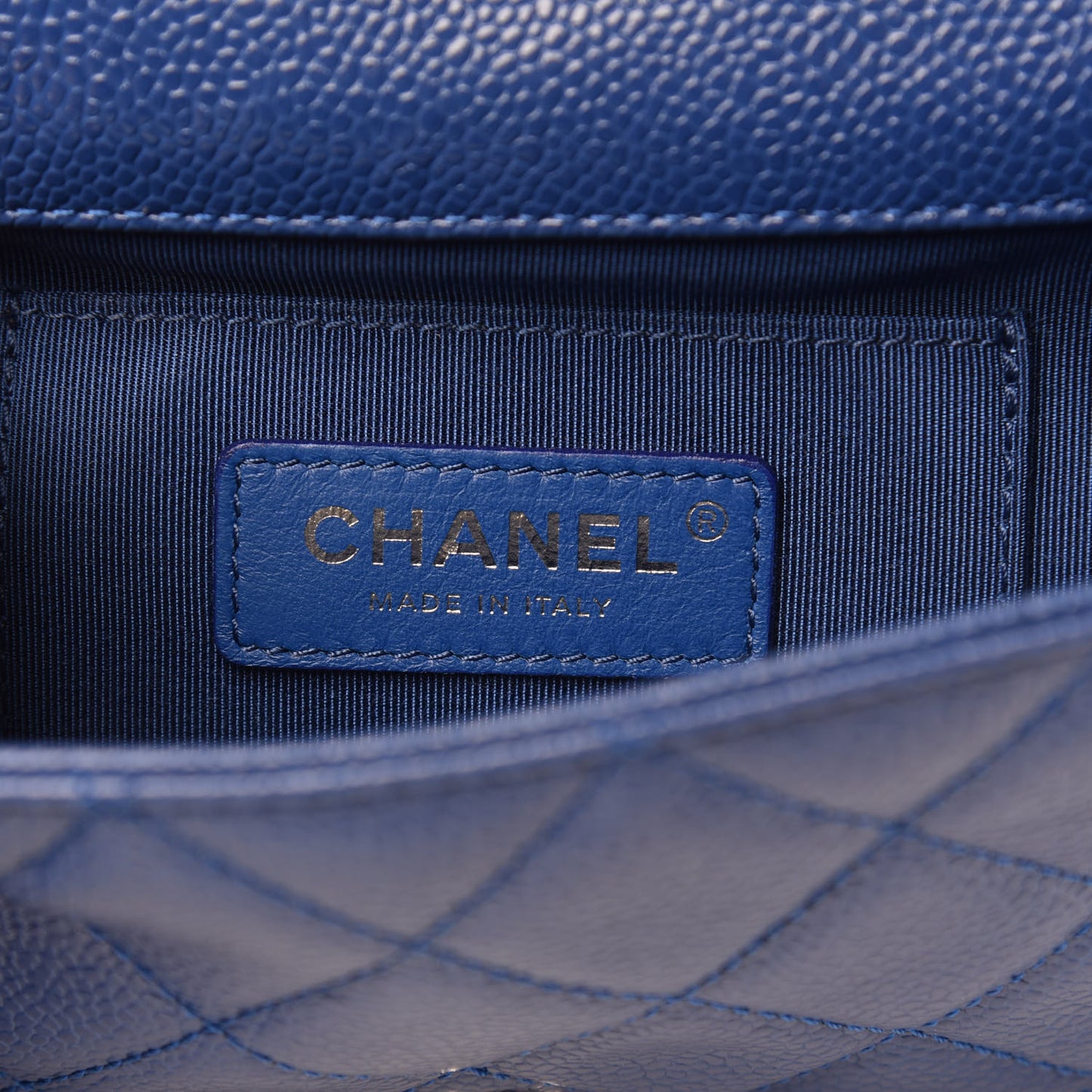 Caviar Quilted Incognito Mini Square Flap Dark Blue