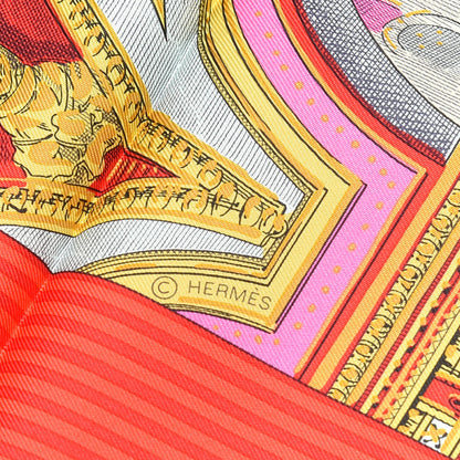 Hermes Silk Grand Theatre Nouveau Scarf 90 Rouge Vert Multicolor 3 of 4