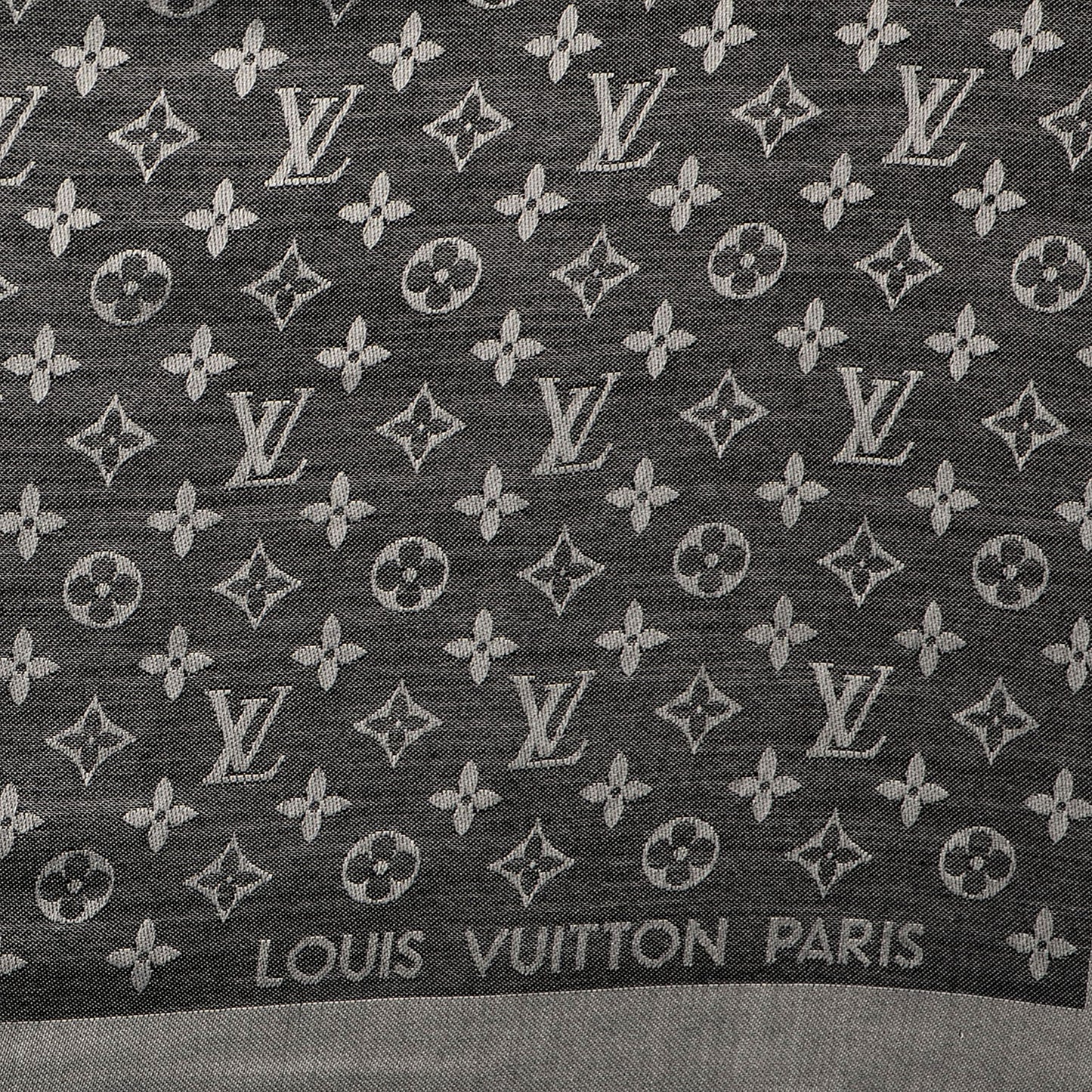 Silk Wool Monogram Denim Shawl Black