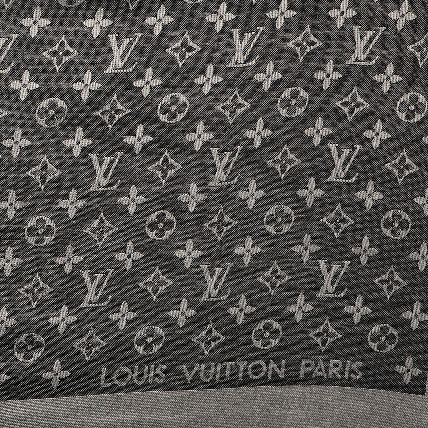 Louis Vuitton Silk Wool Monogram Denim Shawl Black 4 of 5