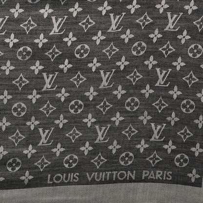 Louis Vuitton Silk Wool Monogram Denim Shawl Black 4 of 5