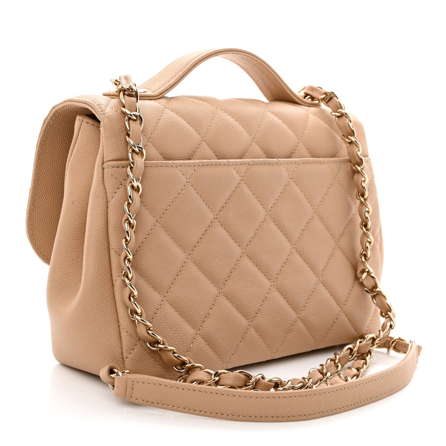 Caviar Quilted Medium Business Affinity Flap Beige