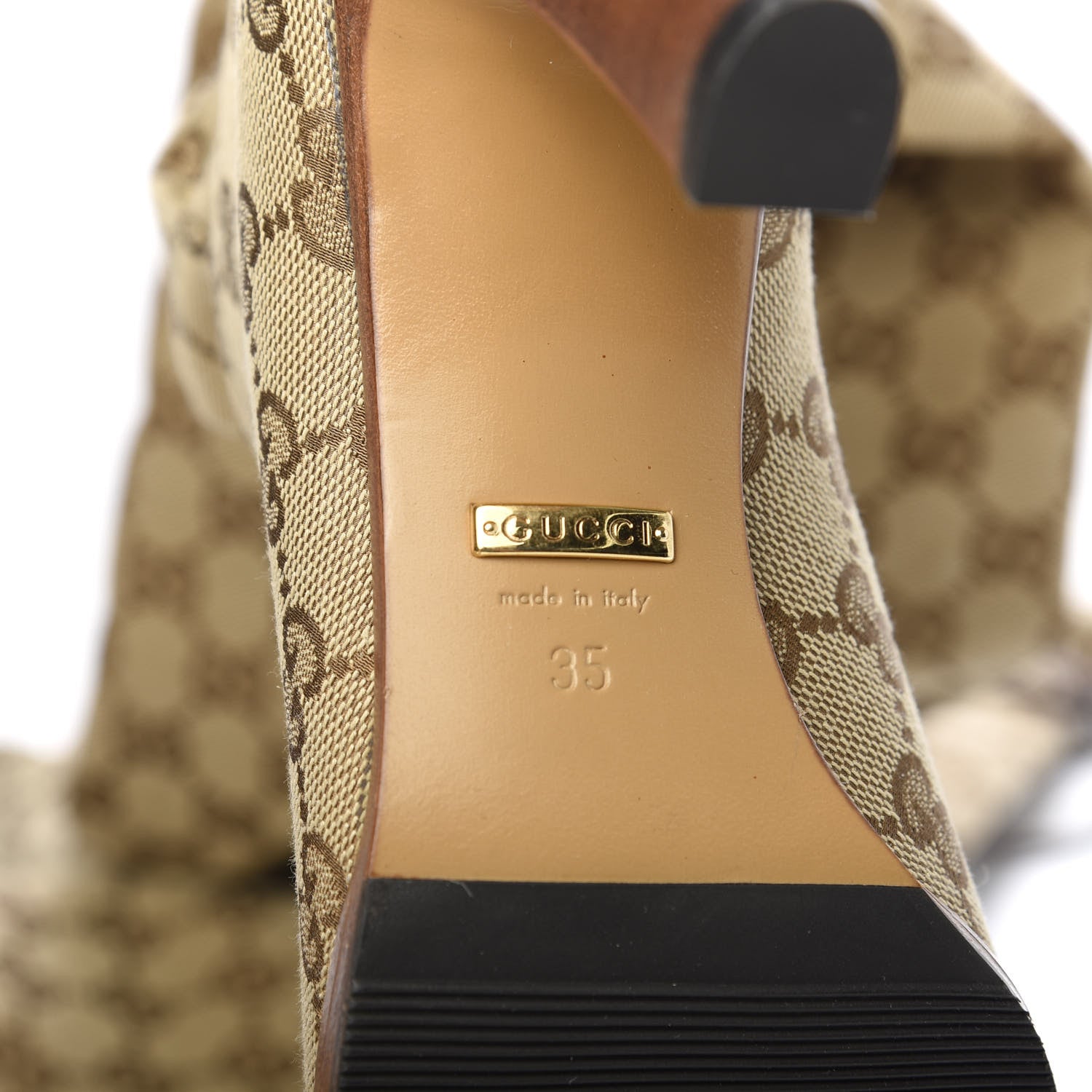 Gucci Monogram Over the Knee Boots 35 Beige Ebony 6 of 7