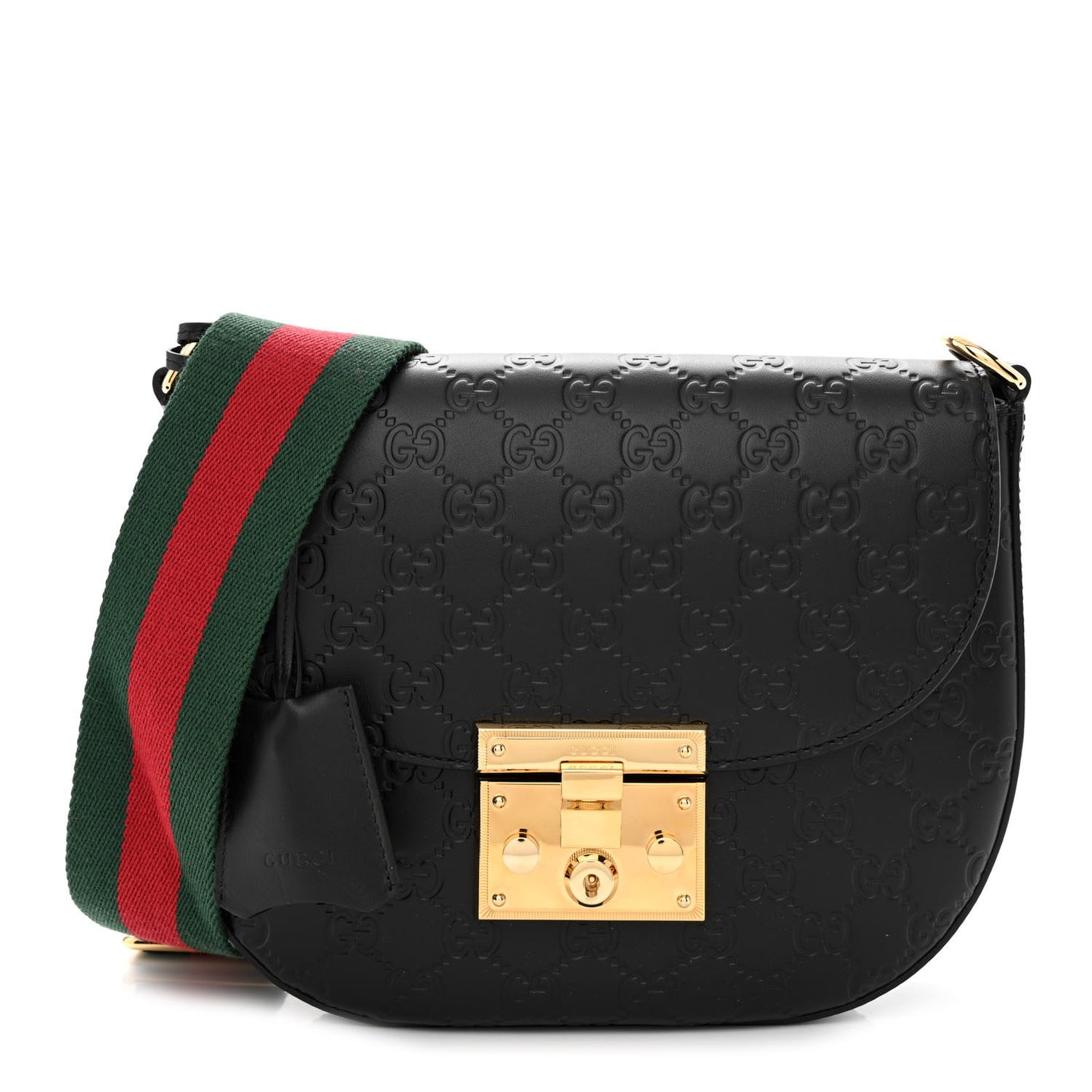 Guccissima Web Medium Padlock Messenger Shoulder Bag Black