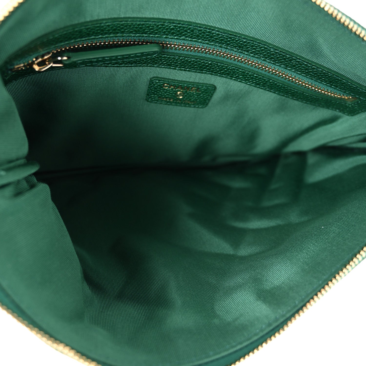 Chanel Metallic Caviar Quilted Medium Cosmetic Case Green 5 of 7