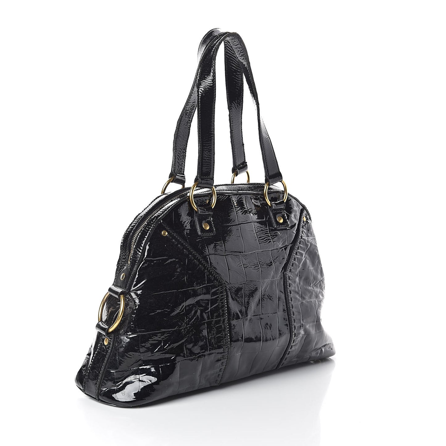 Crocodile Embossed Patent Large Muse Black