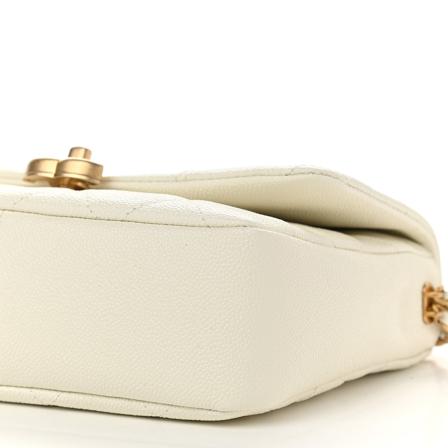 Shiny Caviar Quilted Small Chain Melody Flap White