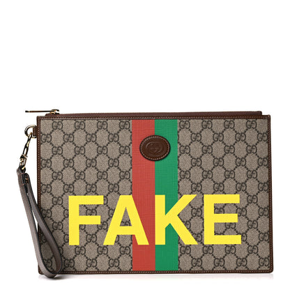 Gucci GG Supreme Monogram Fake/Not Interlocking G Documents Holder Beige Brown Sugar 1 of 9