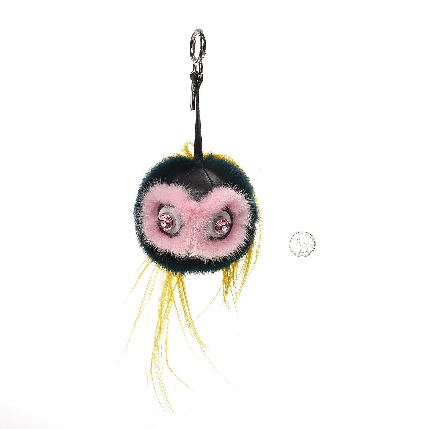 Fendi Mink Goat Fur QuTweet Jungle Bag Bug Charm Green Yellow Pink 2 of 4