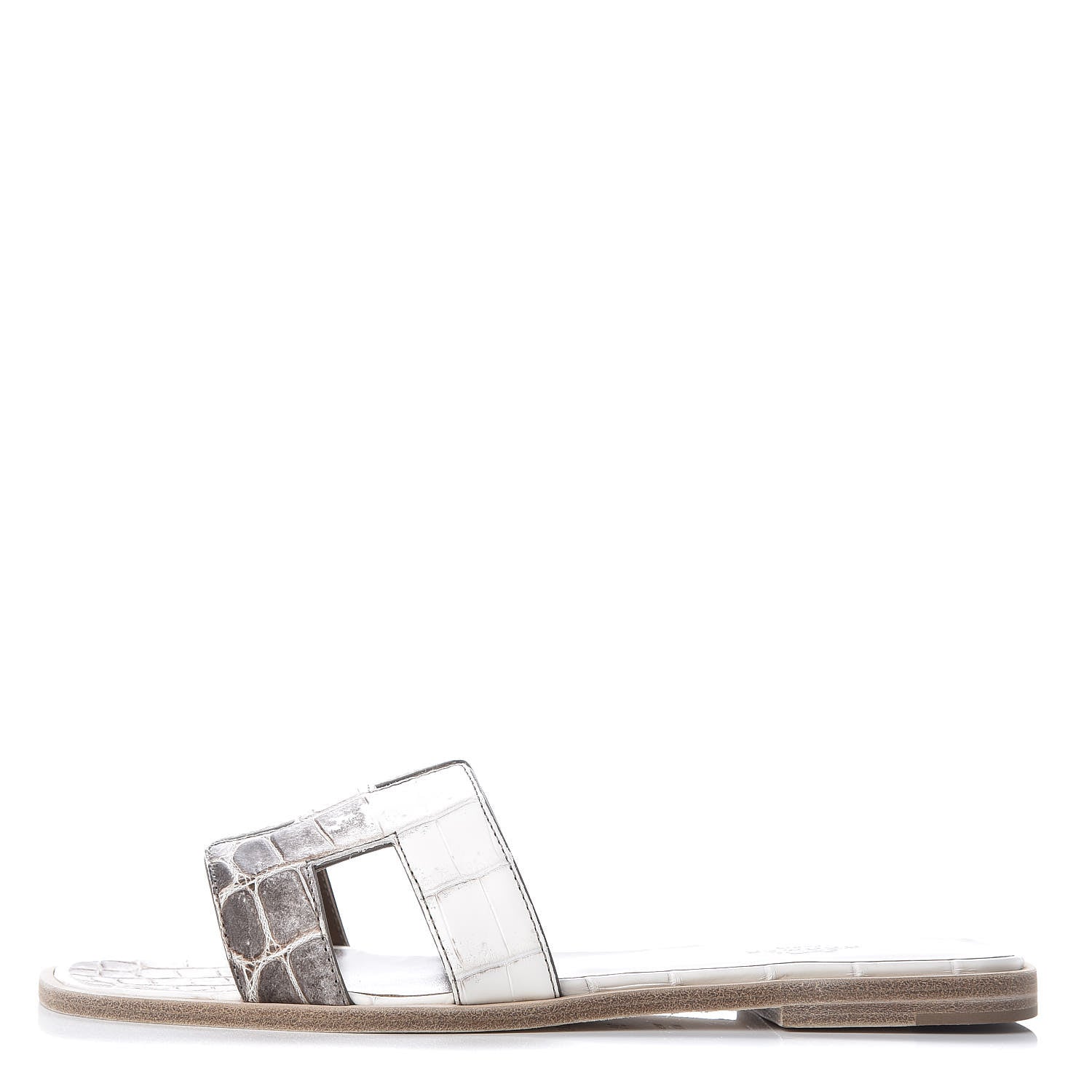 Hermes Matte Niloticus Crocodile Himalaya Oran Sandals 38 Blanc 1 of 8