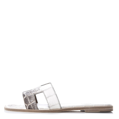 Hermes Matte Niloticus Crocodile Himalaya Oran Sandals 38 Blanc 1 of 8