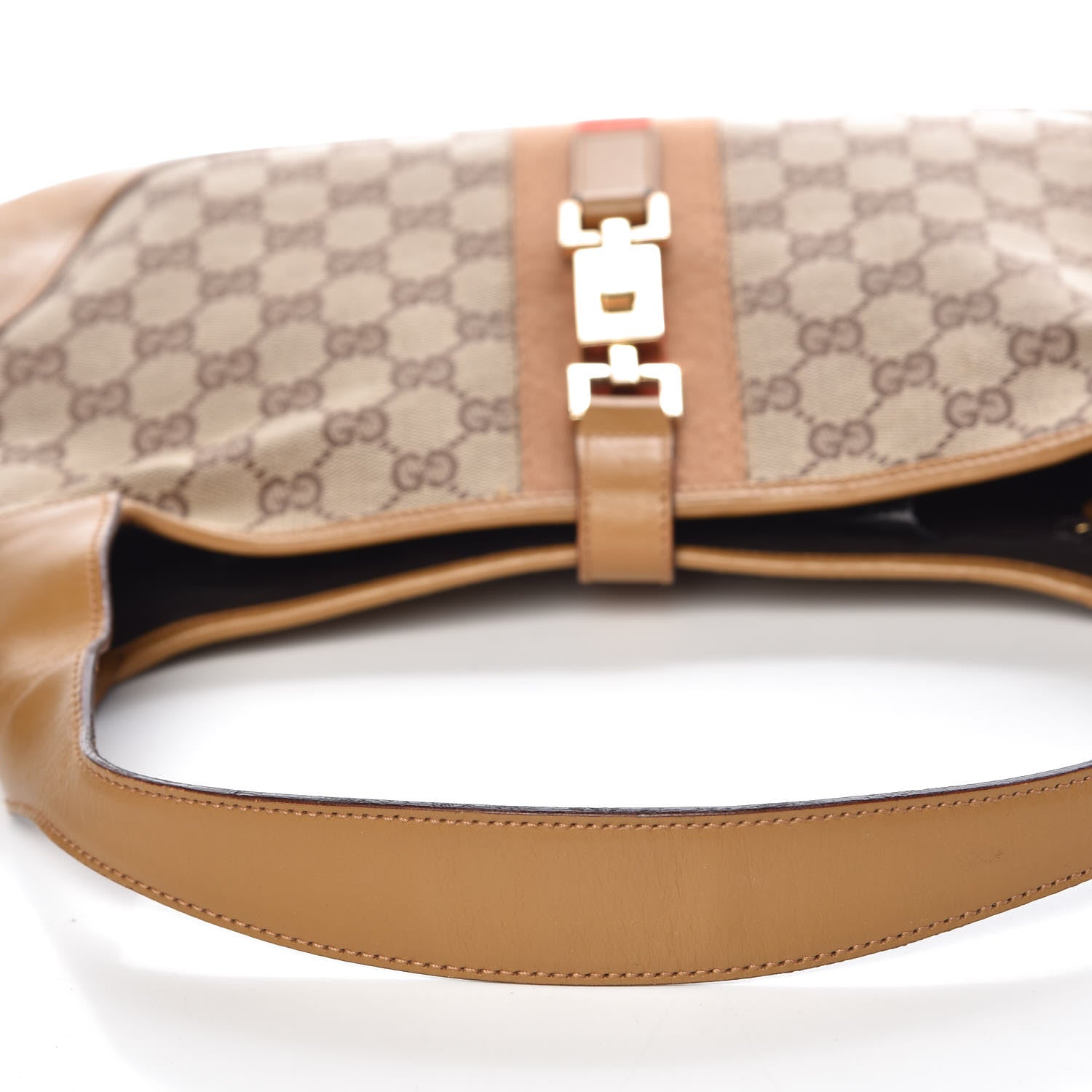 Gucci Monogram Web Jackie O Hobo Tan 12 of 16