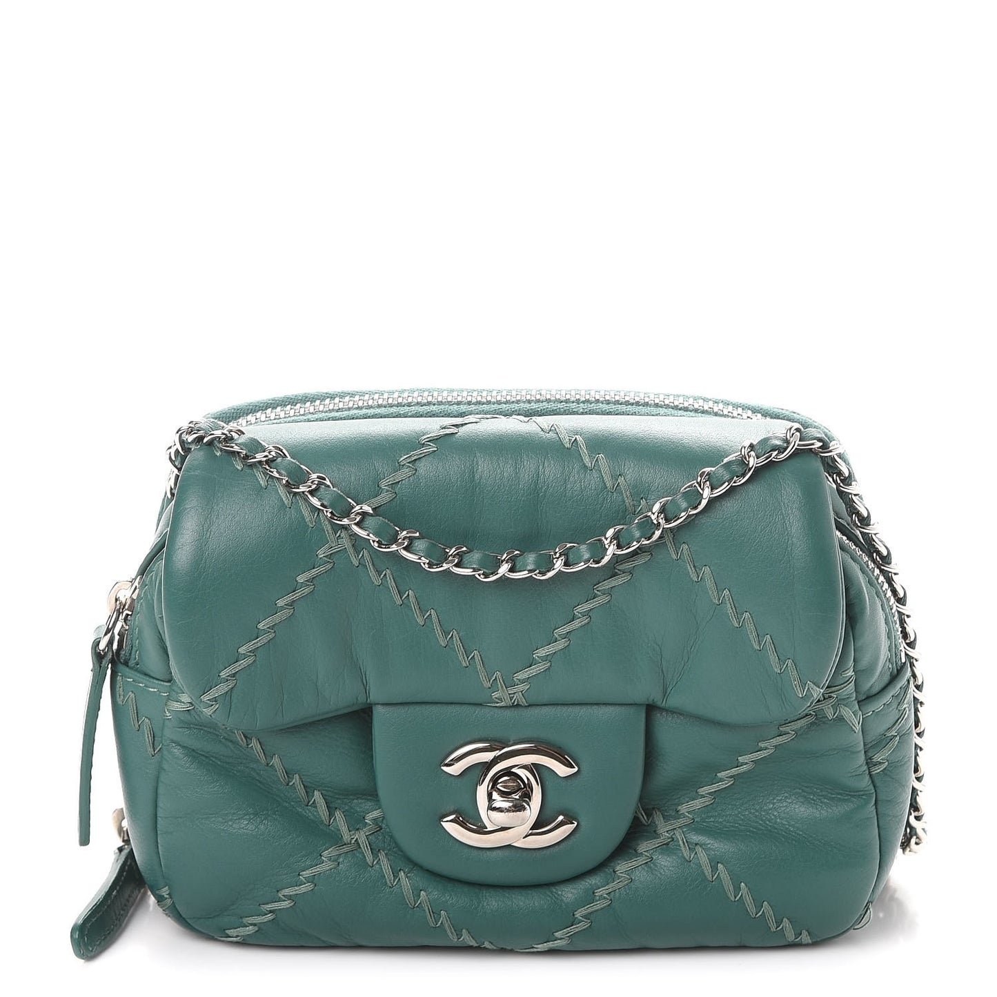 Calfskin Ultimate Stitch Mini Flap WOC Bag Turquoise