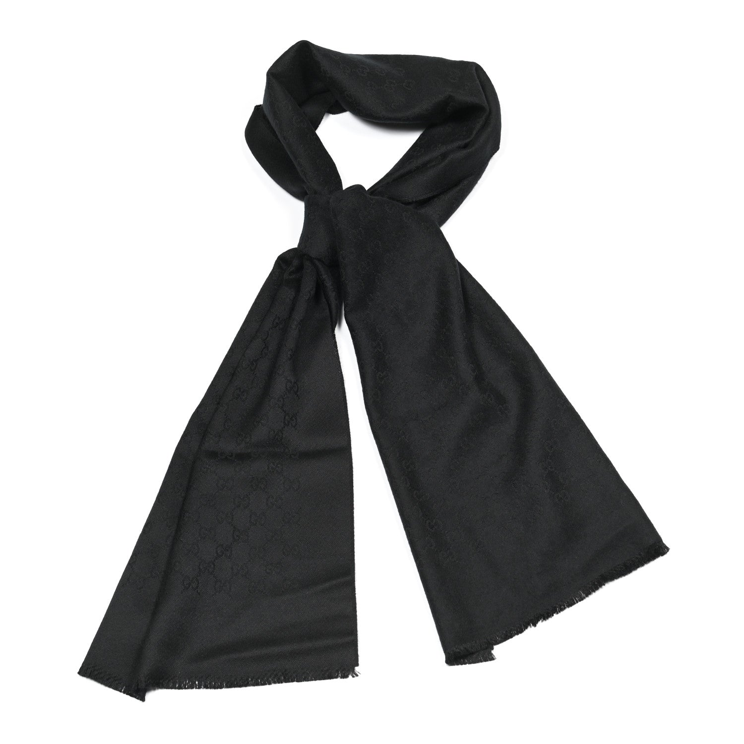 Gucci Cashmere GG Monogram Gem Lux Scarf Black 1 of 4