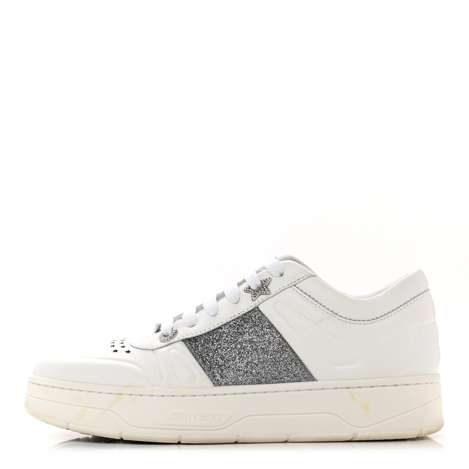 Jimmy Choo Calfskin Glitter Hawaii Sneakers 36 White 1 of 6