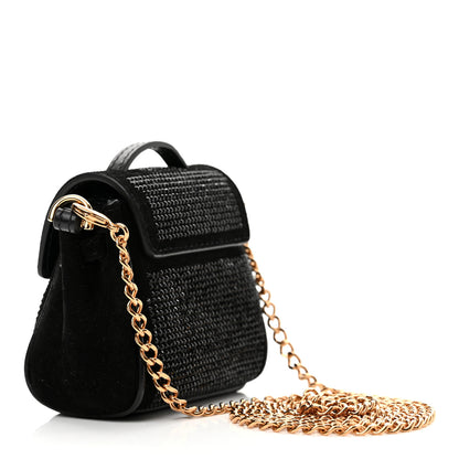 Versace Suede Crystal Studded Micro La Medusa Bag Black 3 of 9