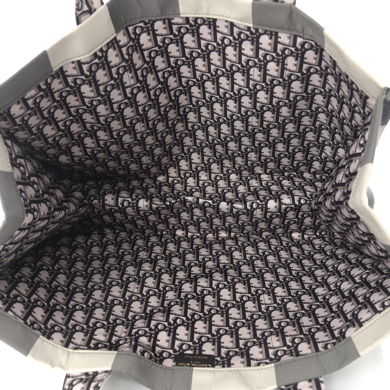 Christian Dior Canvas Checkered Book Tote Black White 4 of 8