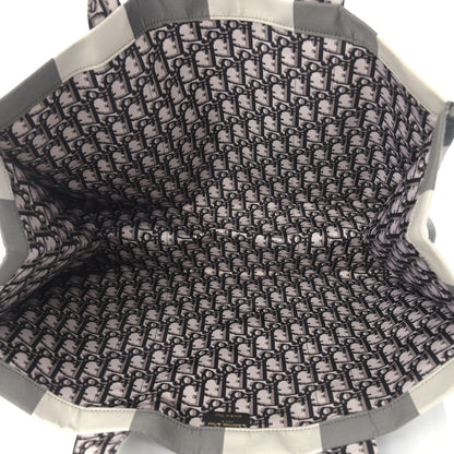 Christian Dior Canvas Checkered Book Tote Black White 4 of 8