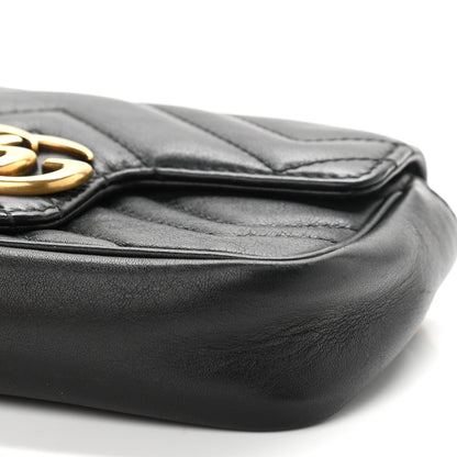 Gucci Calfskin Matelasse Super Mini GG Marmont Shoulder Bag Black 10 of 11