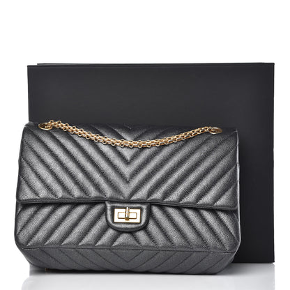 Chanel Metallic Sheepskin Chevron Quilted 2.55 Reissue 226 Flap Dark Silver 12 of 12
