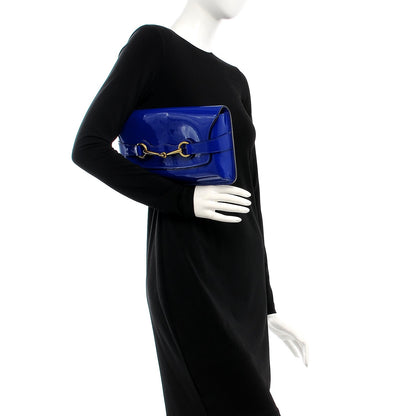 Gucci Patent Large Bright Bit Clutch Deep Zaffiro 2 of 9