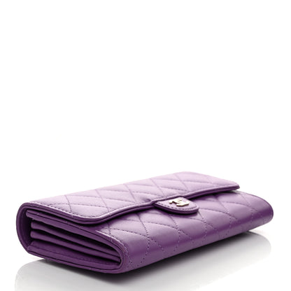 Chanel Lambskin Quilted Large Gusset Flap Wallet Purple 4 of 8