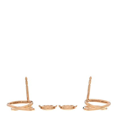 Hermes 18K Rose Gold Diamond TPM Vertige Coeur Earrings 3 of 5