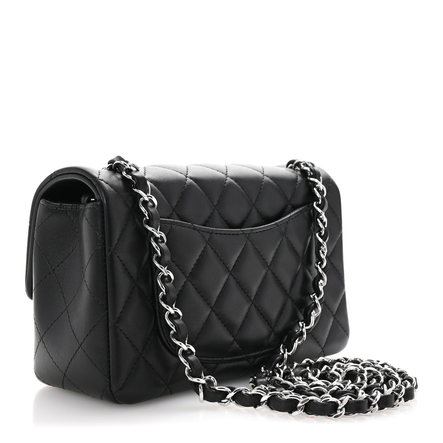 Lambskin Quilted Mini Rectangular Flap Black
