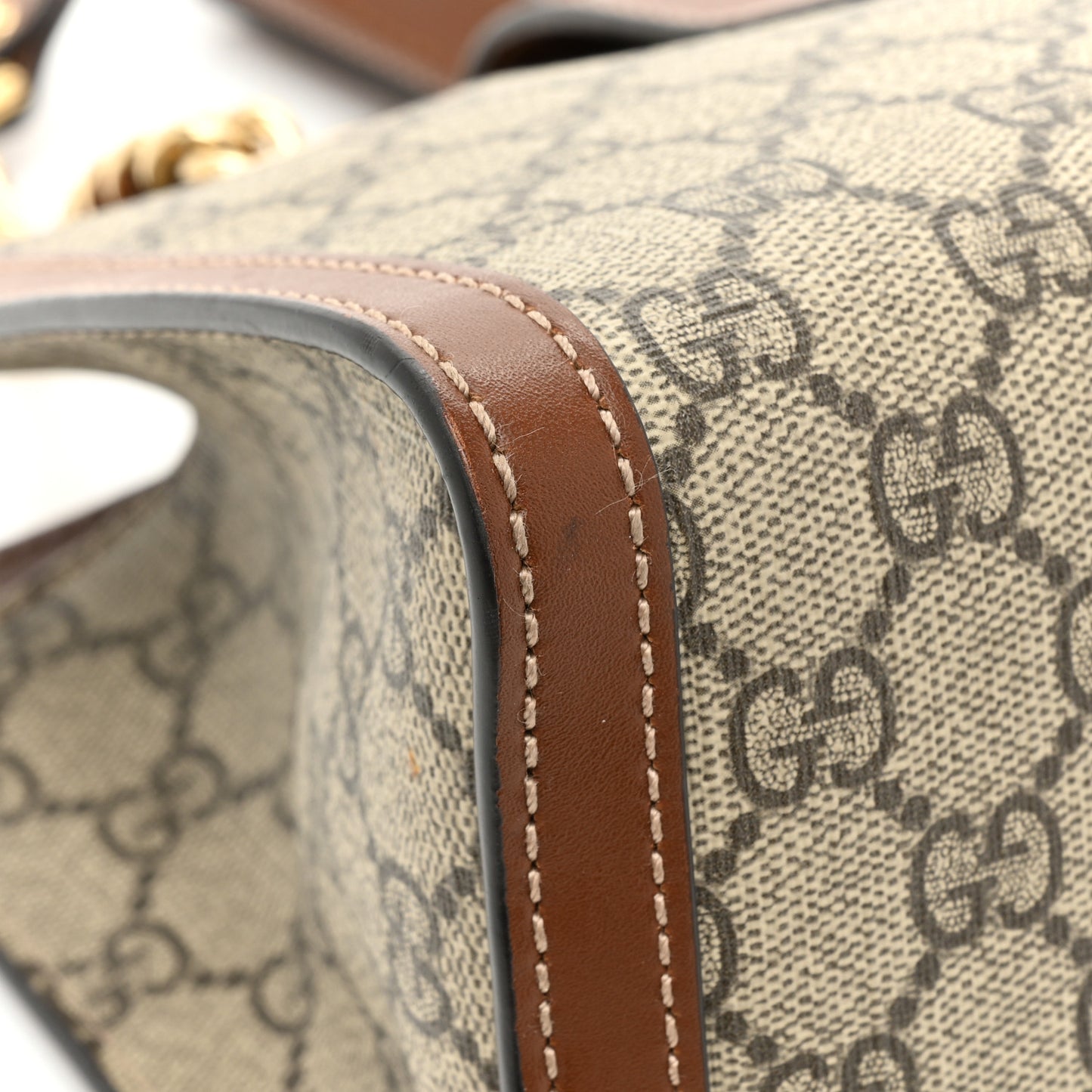 GG Supreme Monogram Calfskin Small Padlock Tote Beige Ebony Tuscany