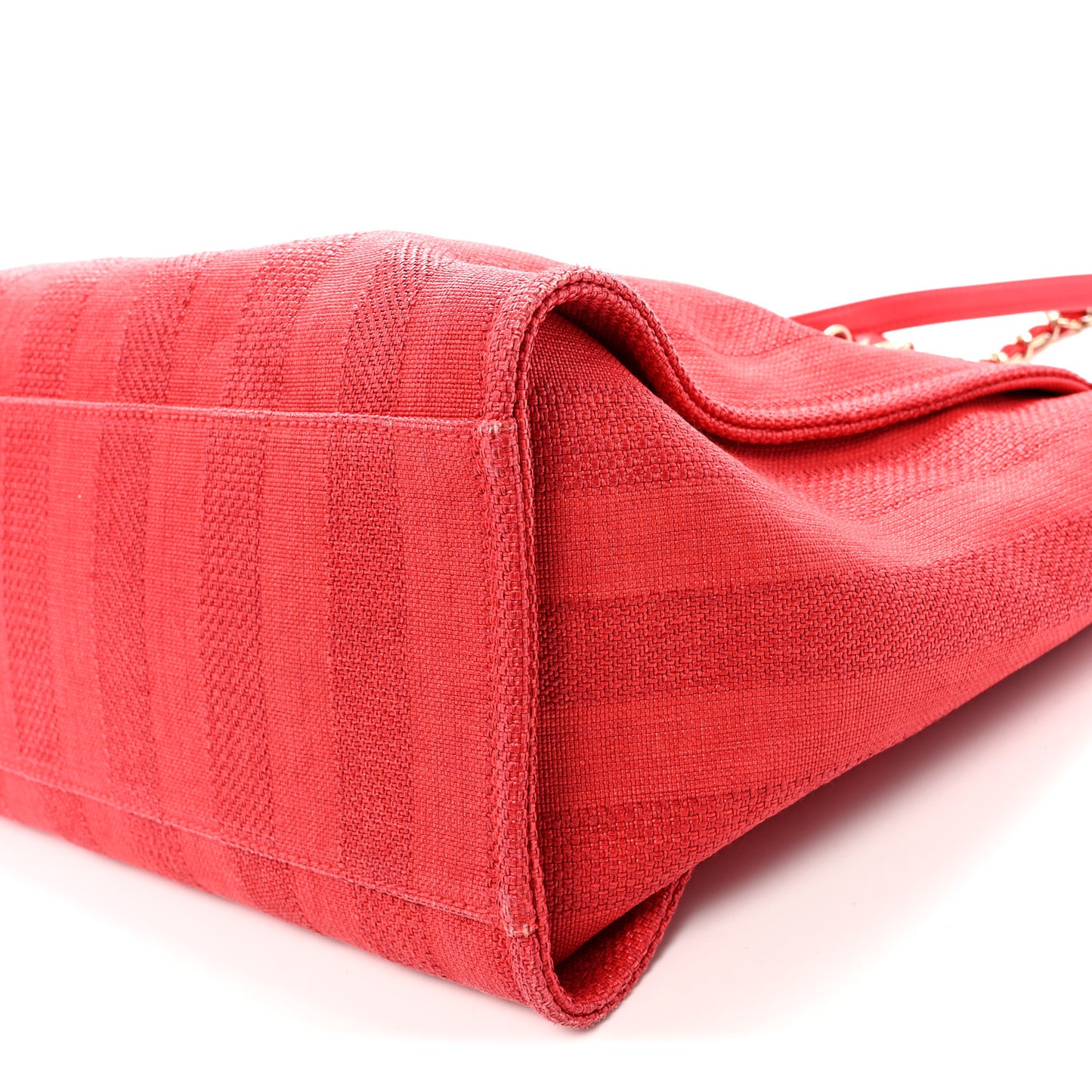 Mixed Fibers Striped Medium Deauville Tote Red